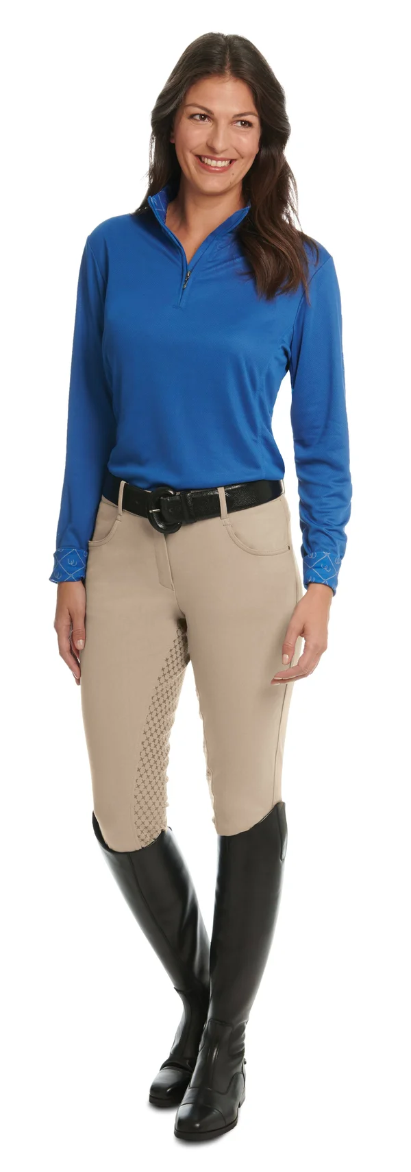 Ovation Ladies Euro Melange X-Grip Full Seat Breech - 32R, Neutral Beige