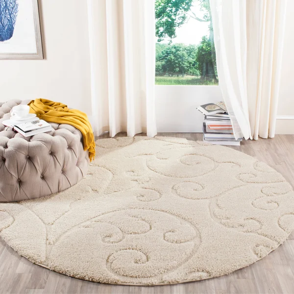 Safavieh Florida Shag Shahin Scroll 1.2-inch Thick Rug - 2&3x22 x 21& Runner - Ivory/Black