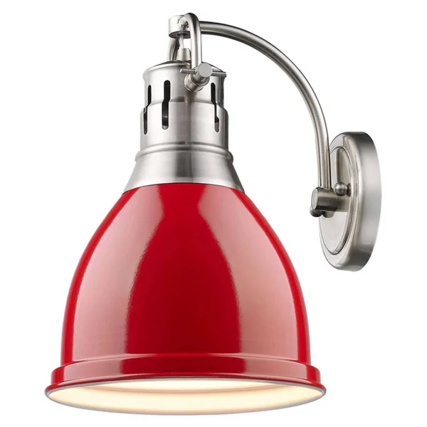 Golden Lighting 3602-1W Duncan 1 Light Wall Sconce - Pewter, Red