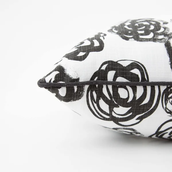 18.5x22 White and Black Contemporary Corded Square Throw Pillow