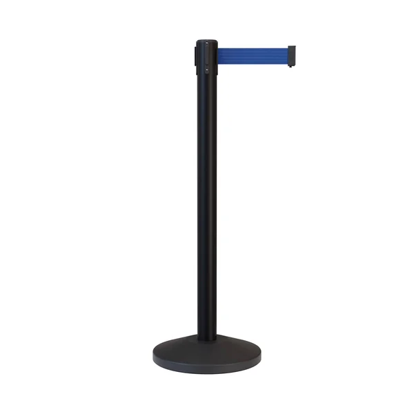 Black Stanchion Post with Retractable Belt - 7.5 ft by Crowd Control Warehouse
