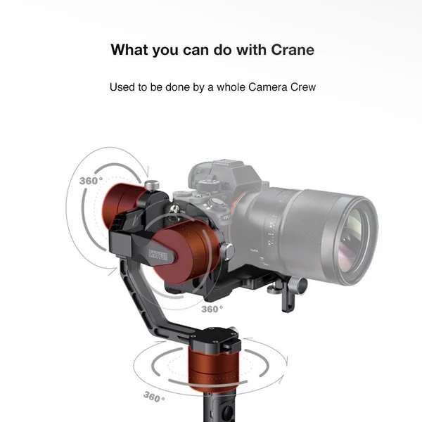 Zhiyun Crane (V2) 3-Axis Handheld Gimbal Stabilizer for Mirrorless Camera and Dslr Up to 3.96lb, I. E. Canon M, Nikon J, Sony A7