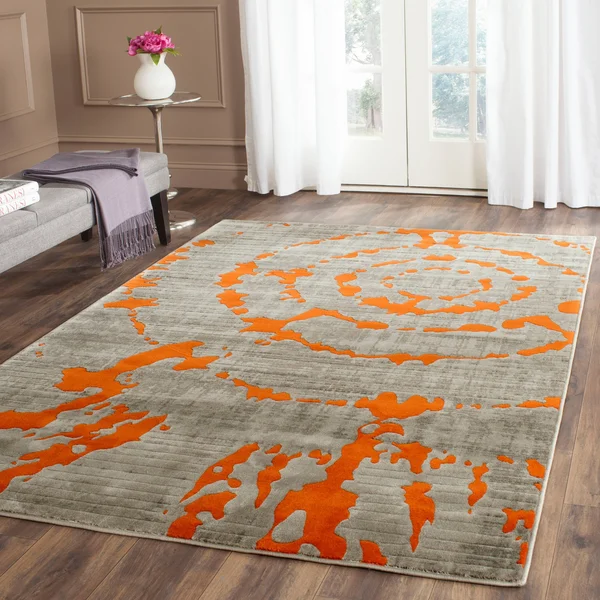 Safavieh Porcello PRL7735F 5&2x22 x 7&6x22 Light Grey, Orange Area Rug