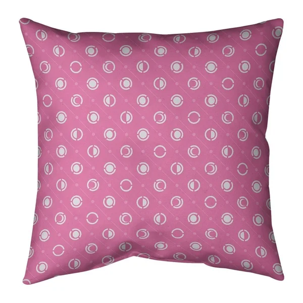 White Accent Monochrome Moon Phases Pattern Throw Pillow - 16 x 16 - White & Red - Linen