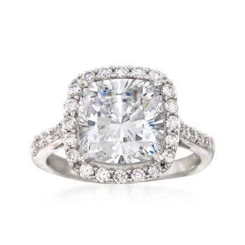 Ross-Simons - 5.10 Ct. T.W. Cubic Zirconia Halo Ring in Sterling SILVER. Size 5