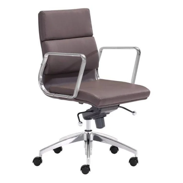 Brika Home Low Back Faux Leather Office Chair in Espresso
