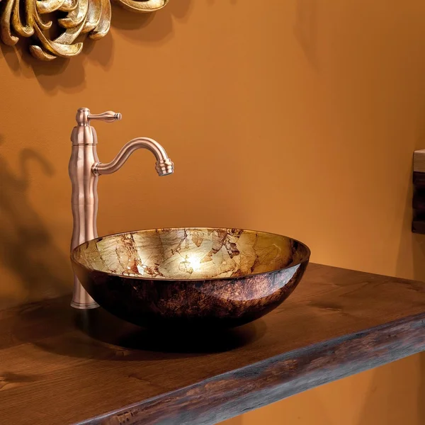 Copper Bathroom Vessel Sink Faucet, Single Handle One Hole Commercial Basin Mix