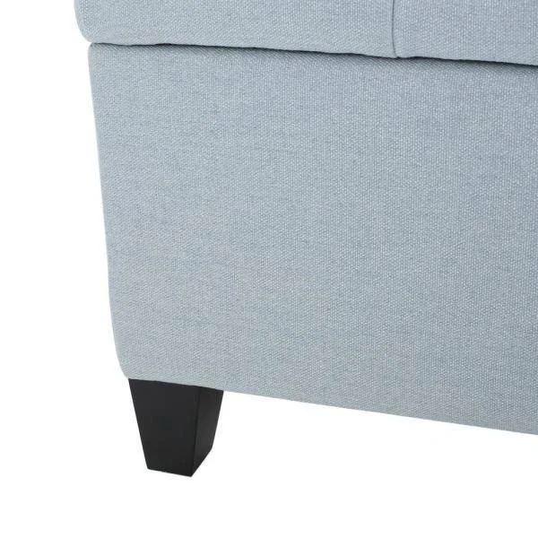 Noble House Ottilie Light Sky Blue Fabric Storage Bench