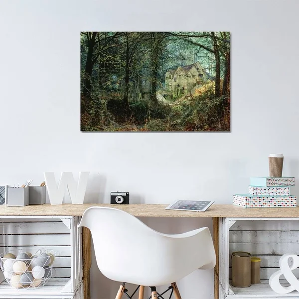 John Atkinson Grimshaw Canvas Wall Decor Prints - Autumn Glory: The Old Mill, 1869 Style > Oil Painting art)