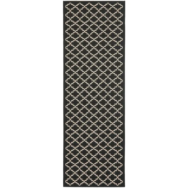 Safavieh Courtyard Navy & Beige 2&-3x22 x 14& Indoor/Outdoor Rug