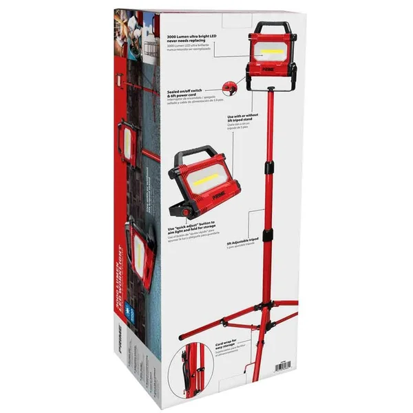 Prime LEDTS03 - 3000 Lumens - LED Tripod Work Light - 50 Watts