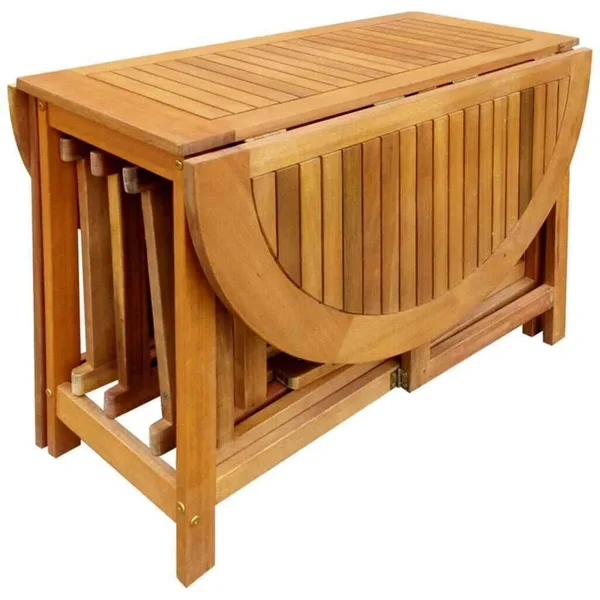 vidaXL 5 Piece Folding Outdoor Dining Set Solid Acacia Wood