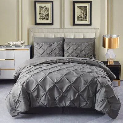6-8 Pieces Bed in A Bag Set - Pinch Pleat Bedding Comforter Sets, Microfiber Down Alternative Calking Comforter Set Latitude Run