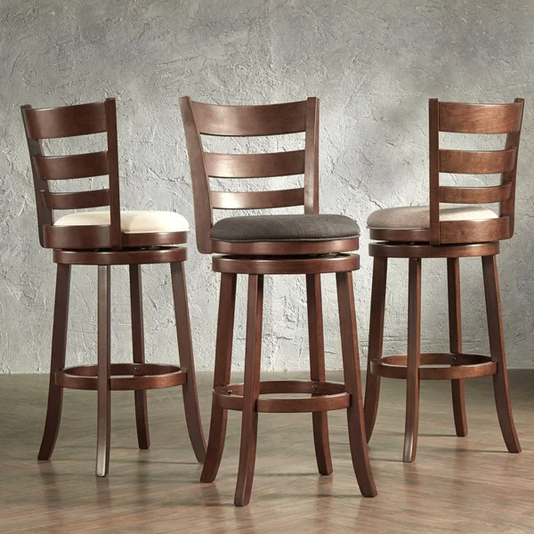 Verona Linen Ladder-back Swivel 29-inch High Back Bar Stool by iNSPIRE Q Classic (Grey)