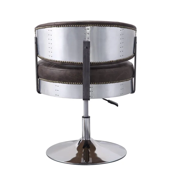 Acme Brancaster Adjustable Chair with Swivel - Distress Chocolate Top Grain Leather and Chrome