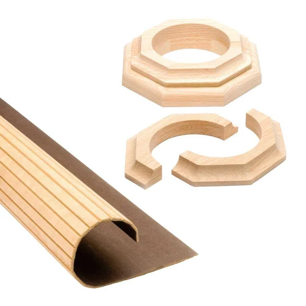 Pole-Wrap 96 in. x 16 in. Unfinished Oak Basement Column Cover with 4 in. Cap and Base Trim 851640