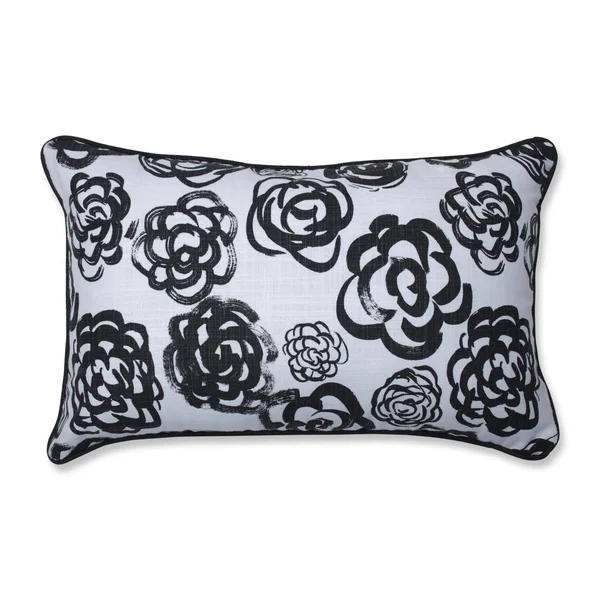 18.5x22 White and Black Contemporary Corded Square Throw Pillow