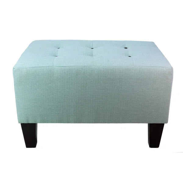 MJL Furniture Max Squared Decorative Button Tufted Upholstered Sea Mist Firm Ottoman - Black