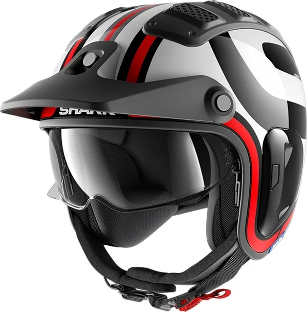 Shark X-Drak 2 Thrust-R, Jet Helmet - Black/White/Red - M
