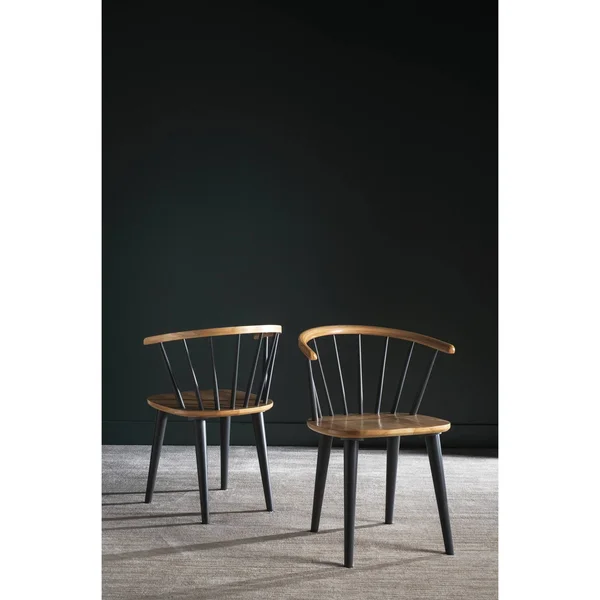 Safavieh Blanchard Natural Grey Curved Spindle Side Chair - Set of 2