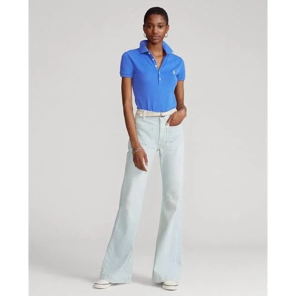 Ralph Lauren Women's Slim Fit Stretch Polo Shirt - Size S in New Iris Blue/C2427