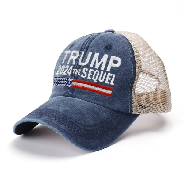 Trump 2024 The Sequel Embroidered Mesh Cap Navy Blue 6 Caps