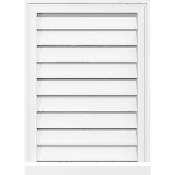 Ekena Millwork GVPVE40X1403SF 40x22W x 14x22H Vertical Surface Mount PVC Gable Vent: Functional - w/ 2x22W x 2x22P Brickmould Sil