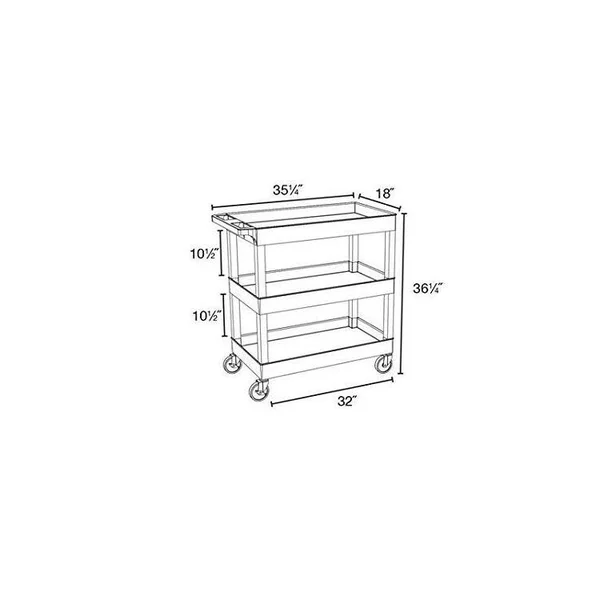 Luxor 3-Shelf Tub Cart, Gray