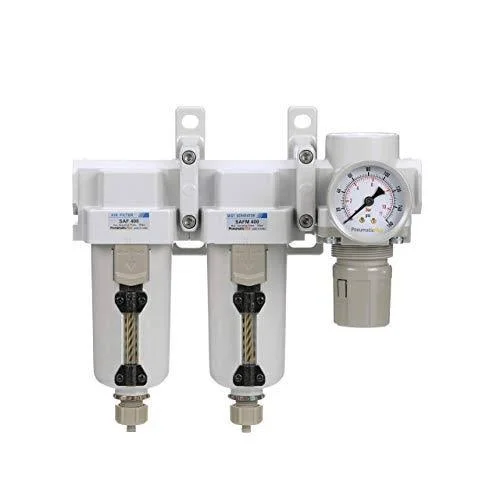 PneumaticPlus SAU430-N04G-MEP Three Stage Air Drying System Particulate Air Filter - Coalescing Filter, Air Pressure Regulator Co