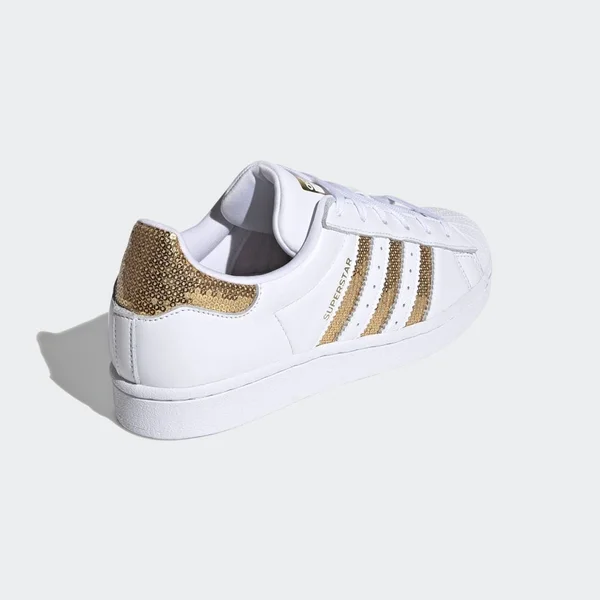 Adidas Superstar White/Gold Women's Shoes, Size: 5.5