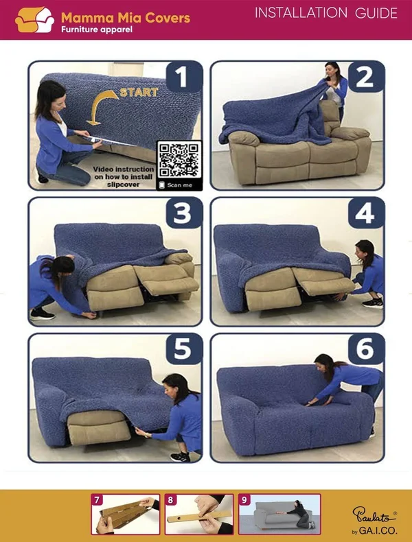 2 Seater Recliner Slipcover, Microfibra Collection