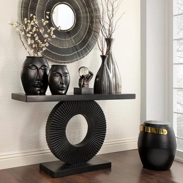 Sagebrook Home 15560-02 11 in. Metal Decorative Face Vase Black