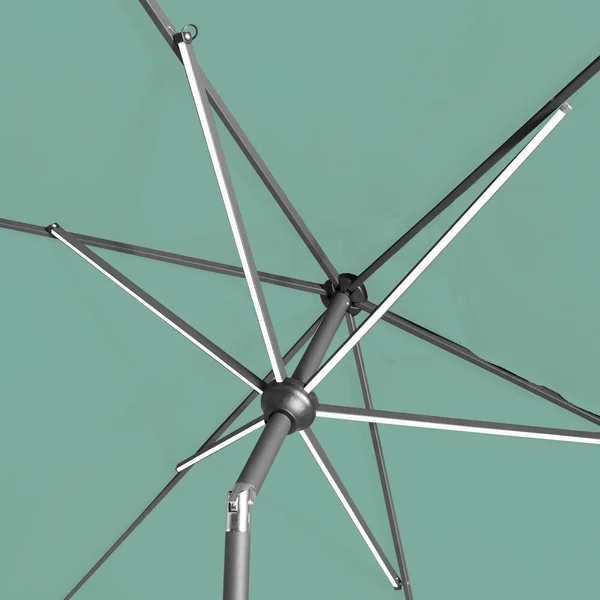 10& x 6& Rectangular Solar Patio Umbrella DuraSeason Fabric Turquoise - Black Pole - Threshold