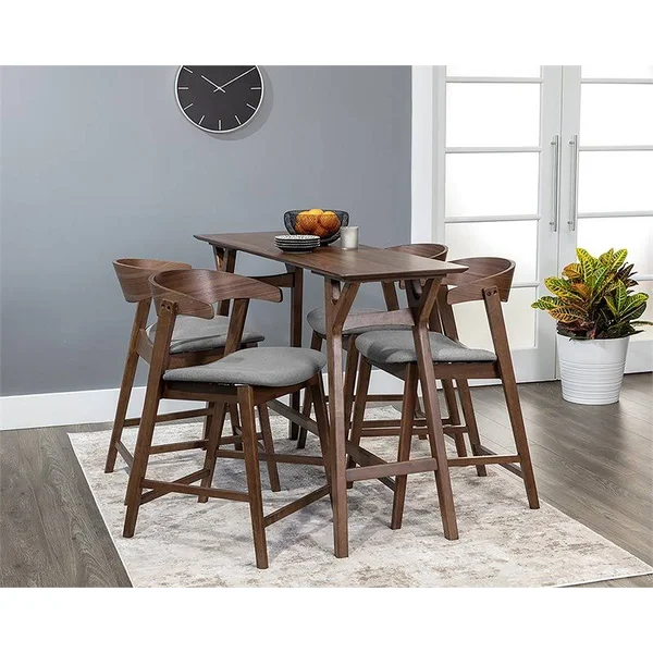 Sunpan Haisley Wood Counter Table Set with 4 Counter Stools in Dark Gray - 107251
