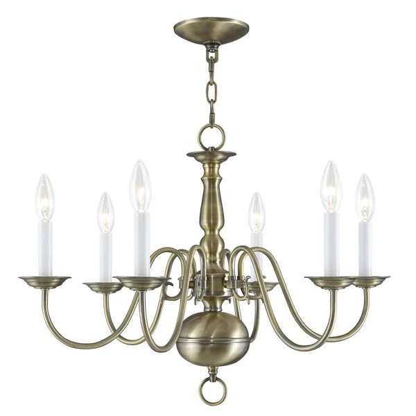Livex Lighting 5006-01 Williamsburgh 6 Light Chandelier - Antique Brass
