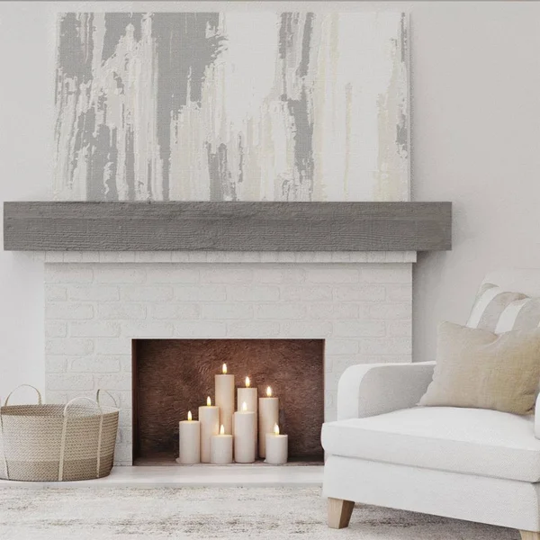 Ekena Millwork MANURS04X08X48BD 4x22H x 8x22D x 48x22W Rough Sawn Faux Wood Fireplace Mantel, Burnished Honey Dew
