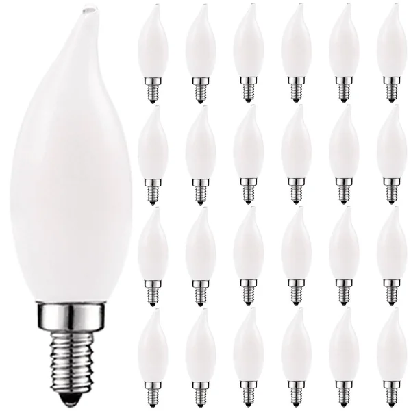 Luxrite LED Chandelier Light Bulb, E12 LED Bulb Dimmable, 40 Watt Equivalent, 2700K Warm White, Frosted Bulb, Flame Tip, 360lm