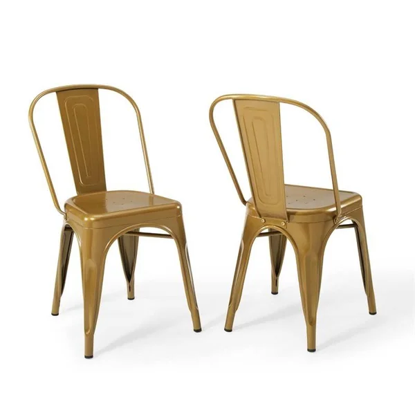 Hawthorne Collections Dining Side Chair in Gold (Set of 2)