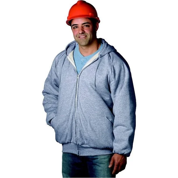 snapnwear Thermal Lined Hooded Sweat Jacket w/ Zipper Front in Black Size X-Large Cotton/Polyester, All Seasons Uniforms