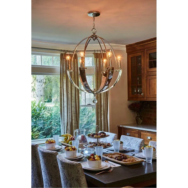 Crystorama 7576-PN Palmer 6 Light Chandelier - Polished Nickel