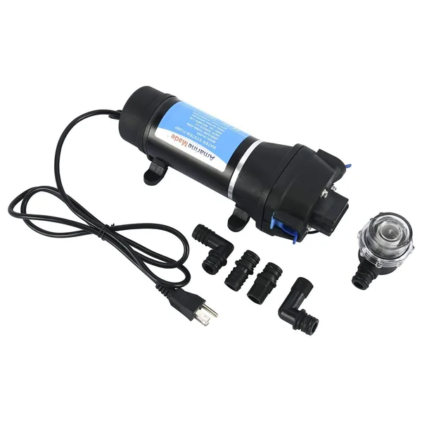 Amarine-made AC 110V Self Priming Water Pressure Diaphragm Pump 17LPM/4.5GPM AMPS:1.0A - MAX.AMPS:1.8A Press Setting:40PSI/2.8bar