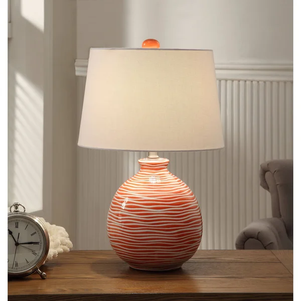 Ceramic Table Lamp with Shade On/Off CFL Bulb Included