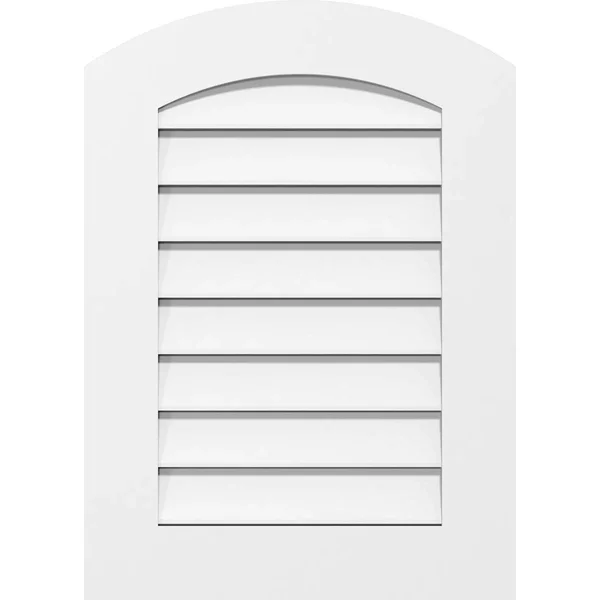 Ekena Millwork GVPAR24X3601SF 24x22W x 36x22H Arch Top Surface Mount PVC Gable Vent: Functional, w/ 3-1/2x22W x 1x22P Standard F