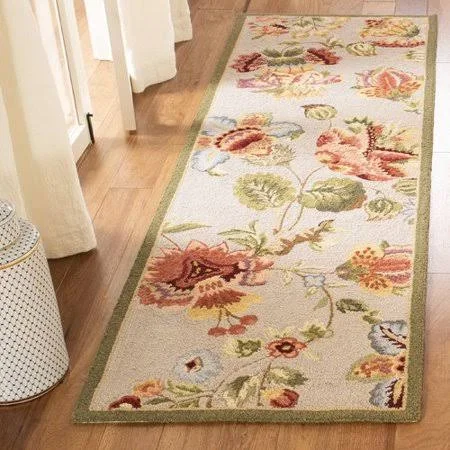 Charlton Home Helena Hand-Hooked Wool Beige Area Rug, Size: Runner 2&6 inch x 8&