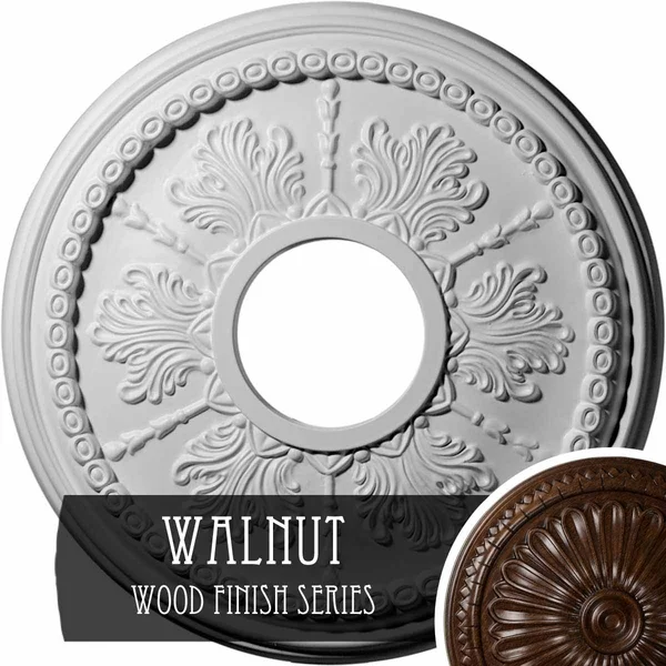 13 7/8 inchod x 3 3/4 inchid x 1 1/4 inchp Tirana Ceiling Medallion (Fits Canopies Up to 4 3/4 inch), Hand-Painted Walnut
