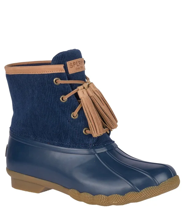 Sperry Women's Saltwater Tassel Corduroy Duck Boots - Navy 9.5M