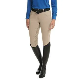 Ovation Ladies Euro Melange X-Grip Full Seat Breech - 32R, Neutral Beige