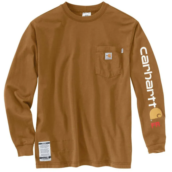 Carhartt Cotton Flame-Resistant Force Graphic Long-Sleeve T-Shirt - Light Gray, 3XL Regular