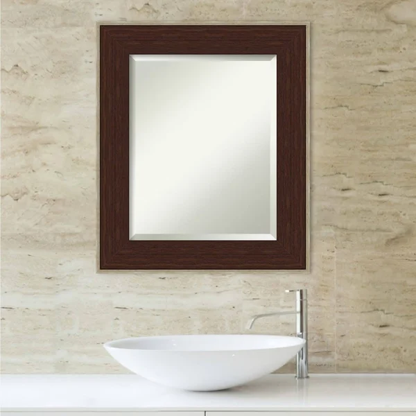 44x22 x 34x22 William Narrow Framed Bathroom Vanity Wall Mirror Bronze - Amanti Art