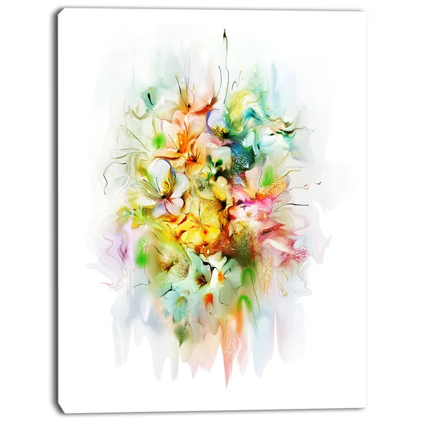 Design Art &Yellow Watercolor Flowers& 4 Piece Painting Print on Wrapped Canvas Set